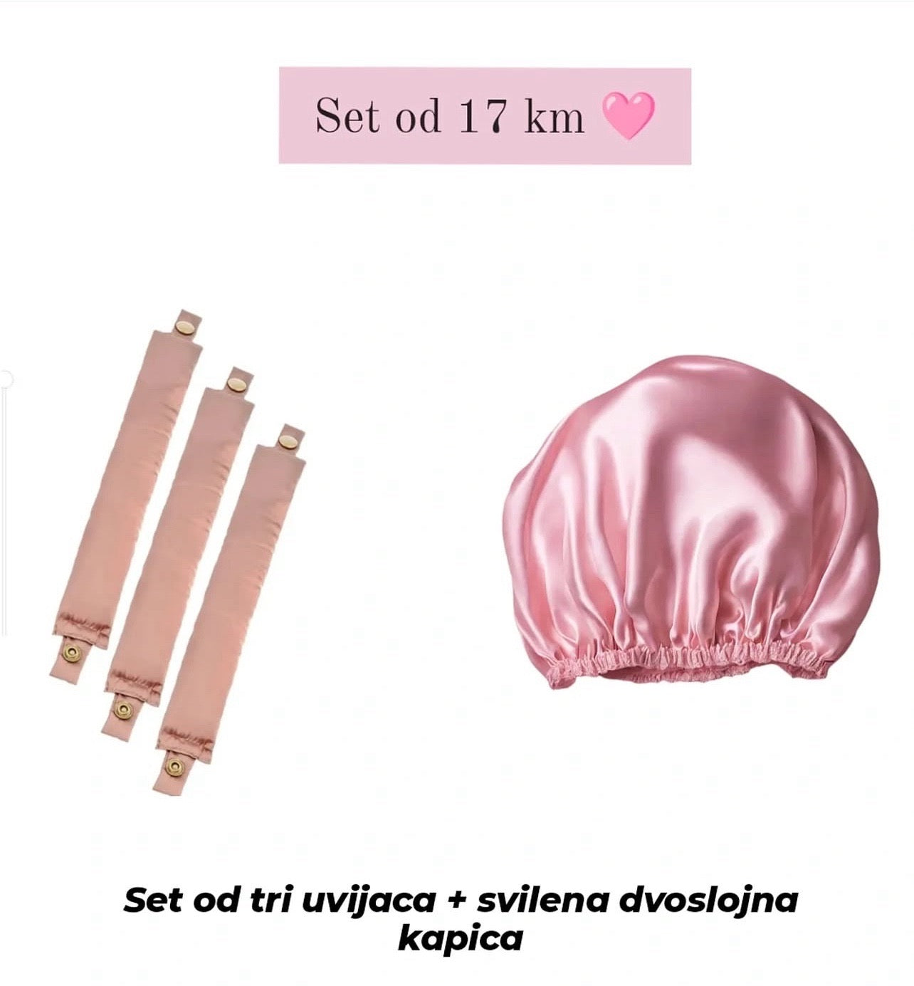 Set satenska kapica + uvijac 3 dijela